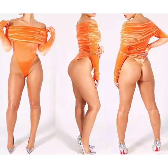 NEW! Off-the-Shoulder Velvet Bodysuit - Picture 6 of 7